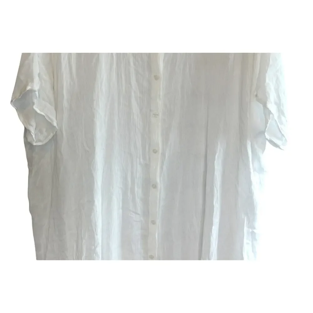 Raviya Plus Size Button-Front Cover-Up Maxi Dress In White